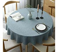 PORUTE 220cm Tovaglia Rotonda Antimacchia, Tovaglie in Cotone E Lino Lavabile, Tovaglia Moderna Minimalista, Copritavolo Semplice E Moderno, Tinta Unita
