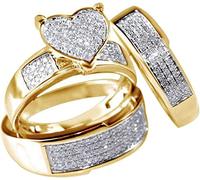 PORUTE AnelliAnello for Coppia Anello da Donna alla Moda Set di Tre Pezzi 3 Pezzi/Set Fede Nuziale in Anello Placcato in Titanio Anello Nuziale Anello di Fidanzamento (Color : Gold, Size : Large)