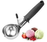 Porzionatore per gelato, 21,5 cm, in acciaio inox lucidato per palline di ghiaccio, porzionatore per gelato in acciaio inox con grilletto, per gelato, melone, polpette di carne, pasta biscotto, riso