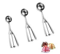 Porzionatore per gelato,3 Pezzi Cucchiaio in Acciaio Inox per Gelato,Dosatore Gelato per Gelato Per Palla Gelato, Cottura, Palla Melone