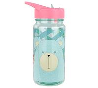 POS Handels 28989004 - Borraccia con simpatico motivo di animali Nordic Crew, trasparente con cannuccia apribile, senza BPA, capacità ca. 450 ml, ideale per asilo, scuola, sport e tempo libero