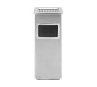 Posacenere 2 in 1 da Terra in Acciaio Inox per Esterno con Gettacarte Rotondo O Rettangolare con Secchio Cestino Professionale Gettacarte Spazzatura Casa Ufficio Bar Ristoranti - Mod2Grigio