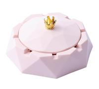Posacenere 4x3x1 con coperchio, secchiello per cenere in acciaio inossidabile a forma di corona antivento e senza fumo per casa, balcone, ufficio, caffetteria, ristorante
