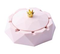 Posacenere a forma di corona rosa in acciaio inox con coperchi, posacenere per uso interno o esterno, antivento, portacenere per fumatori, posacenere da scrivania, per casa, ufficio, decorazione per