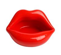 Posacenere a forma di labbra in ceramica rossa - Elegante posacenere a pressione per fumatori, posacenere decorativo a forma di labbro per casa, bar, patio - 12 x 6 cm (JR1391)