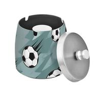 Posacenere a forma di palla da calcio in acciaio inox con coperchio, per casa, ufficio, interni ed esterni, fresco posacenere senza fumo per gli amanti dei sigari e fumatori