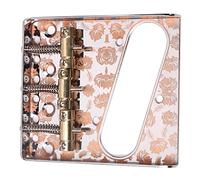 Posacenere a sella in rame stile vintage per chitarra a 6 corde, argento con motivo floreale, intonazione e regolazione in altezza, cordiera ponte in acciaio, con chiave e viti