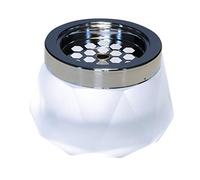 Posacenere a vento APS "Diamond", posacenere in metallo cromato e vetro, con chiusura a baionetta, Ø 12 cm, altezza 8 cm, bianco