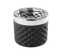 Posacenere a vento APS/posacenere a tempesta, metallo cromato, vetro satinato, con chiusura a baionetta, Ø 9,5 cm, altezza 8 cm, nero
