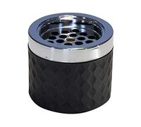Posacenere a vento APS, posacenere in metallo cromato, vetro satinato, con chiusura a baionetta, Ø 9,5 cm, altezza 8 cm, nero