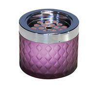 Posacenere a vento APS, posacenere, in metallo cromato, vetro satinato, con chiusura a baionetta, Ø 9,5 cm, altezza 8 cm, viola