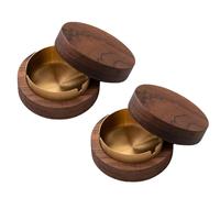 Posacenere a Vento in Legno, Posacenere, Posacenere con Coperchio, Antivento Antiodore, Applicabile a Bar, Soggiorno, Ufficio, Feste (Confezione Oro-2)
