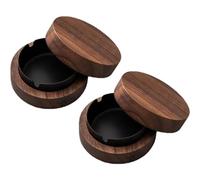 Posacenere a Vento in Legno, Posacenere, Posacenere con Coperchio, Antivento Antiodore, Applicabile a Bar, Soggiorno, Ufficio, Feste (Nero-2 Pacchi)