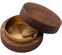 Posacenere a vento in legno, posacenere, posacenere con coperchio, antivento, antiodore, applicabile a bar, soggiorno, ufficio, festa, oro