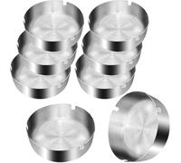 Posacenere Acciaio Inox da Esterno 8 pezzi Portacenere Antivento Metallo Rotondo Posacenere da Tavolo Grande da Interno con 3 Grooves Adatto per Soprammobili Moderni, Casa, Balcone, Bar (10cm Argento)