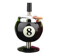 Posacenere antivento in acciaio inox con coperchio, design a sfera da biliardo girevole n. 1/2/3/8, per interni ed esterni, regalo perfetto per uomini e donne (nero 8)