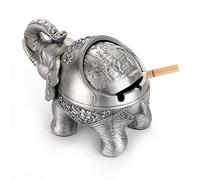 Posacenere Antivento Vintage Con Coperchio in Metallo Motivo Con Elefante in Sti