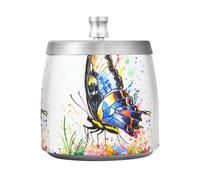 Posacenere artistico in acciaio inox con coperchio, per interni ed esterni, con motivo a farfalla, per interni ed esterni, porta sigarette o decorazione per la casa e il giardino