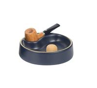 Posacenere battipipa Lubinski in ceramica con poggiapipe - Blu