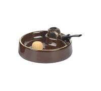 Posacenere battipipa Lubinski in ceramica con poggiapipe - Marrone