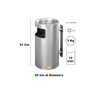 Vendooh! POSACENERE con Cestino Getta RIFIUTI da Parete per Esterno A Sezione Circolare