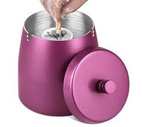 Posacenere con coperchio (10 x 9 x 10 cm) - Posacenere per esterni, grande posacenere per esterni, posacenere antivento con fondo antiscivolo, posacenere per esterni e interni, colore: rosso rosa
