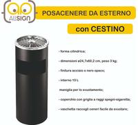 POSACENERE CON GRIGLIA ROTONDO E CESTINO INTERNO 25X61H CM