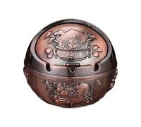 Posacenere coperto con coperchio, decorativo vintage, marrone rosso A