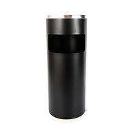 Posacenere da 30 l, pattumiera per hotel, colore nero/argento, posacenere superiore con contenitore rimovibile separato, alloggiamento in acciaio inox (nero)