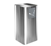 Posacenere da Esterno 30x30xh65 cm In Acciaio Inox con Vaschetta Superiore Argento