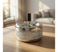 Posacenere da esterno con coperchio impermeabile -Posacenere portatile, giardino, terrazza, home office, bar, 3 scanalature, capienza elevata, coperchio girevole 360° a pressione