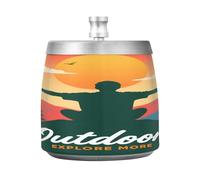 Posacenere da esterno impermeabile con coperchio Sigarette Porta cenere per fumatore Posacenere decorativo per il fumo Vassoio per la casa Patio Decor Montagna Silhouette Tramonto