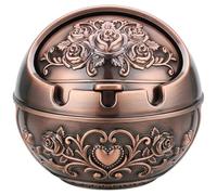 Posacenere da Esterno, Posacenere in Metallo Rame Rosso con Coperchio, Tempesta da Esterno per Interni per Balcone e Soggiorno - Rosa Vintage, in Scatola, con Coperchio