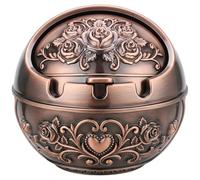 Posacenere da Esterno, Posacenere in Metallo Rame Rosso con Coperchio, Tempesta da Esterno per Interni per Balcone e Soggiorno - Rosa Vintage, Scatola con Coperchio Tempesta per