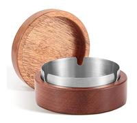 Posacenere da Esterno, Posacenere Portatile in Legno con Coperchio, Posacenere Antivento con Interno in Acciaio Inossidabile, Portacenere da Esterno per Casa/Giardino/Bar/Ristorante/Hotel