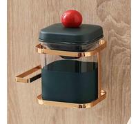Posacenere da parete per WC, modello a due scomparti in ceramica e vetro, con coperchio antivento e struttura in acciaio inossidabile, sicuro per interni ed esterni(Green)