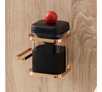 Posacenere da parete per WC, modello a due scomparti in ceramica e vetro, con coperchio antivento e struttura in acciaio inossidabile, sicuro per interni ed esterni(Black)