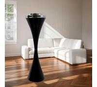 Posacenere da pavimento per sigarette, in acciaio inox, per fumatori e sigari, con coperchio, colore nero