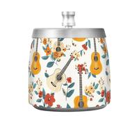 Posacenere da viaggio con motivo floreale a forma di chitarra, con coperchio, per esterni, patio, interni, antivento, senza fumo, per decorare casa e ufficio