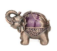 Posacenere decorativo a forma di elefante, con coperchio, per sigarette, in metallo, per fumatori, antivento, posacenere per interni ed esterni, ornamento per uomini e donne (viola scuro)