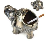 Posacenere decorativo a forma di elefante, con coperchio, stile vintage, per uso interno ed esterno, per fumatori
