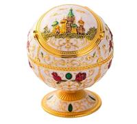 Posacenere decorativo - posacenere in metallo vintage di alta qualità - goffrato a mano, con coperchio for proteggere dal vento, adatto for uso interno ed esterno(White1)