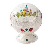 Posacenere decorativo - posacenere in metallo vintage di alta qualità - goffrato a mano, con coperchio for proteggere dal vento, adatto for uso interno ed esterno(White2)