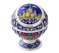 Posacenere decorativo - posacenere in metallo vintage di alta qualità - goffrato a mano, con coperchio for proteggere dal vento, adatto for uso interno ed esterno(Blue2)