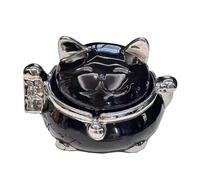 Posacenere di Lusso Leggero, posacenere a Forma di Gatto Fortunato, Facile da Pulire, Stile Creativo, Adatto all'Uso familiare(Black,14.5 * 12 * 9CM)
