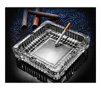 Posacenere grande in vetro per sigarette, 17,8 x 17,8 cm, in cristallo trasparente, per esterni