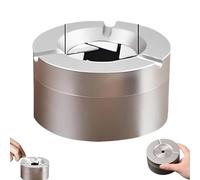 Posacenere in Acciaio Inossidabile a 360°, con Blocco Girevole, per Auto in Coperchio, Doppio Uso per e Casa (Argento Opaco), Desktop)