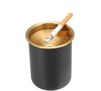 Posacenere in acciaio inox, senza fumo, inodore, antivento, con coperchio per sigarette, posacenere portatile per casa, ufficio, tavolo, esterno, patio esterno, balcone (nero)