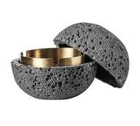 Posacenere in cemento con coperchio Posacenere per auto antiodore senza fumo per interni con vassoio rimovibile 3 slot Sigaro antiscivolo antivento per fumatori Grigio scuro.