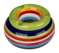 Posacenere in ceramica Antivento con strisce multicolore, 11 x 6 cm, 4 colori assortiti